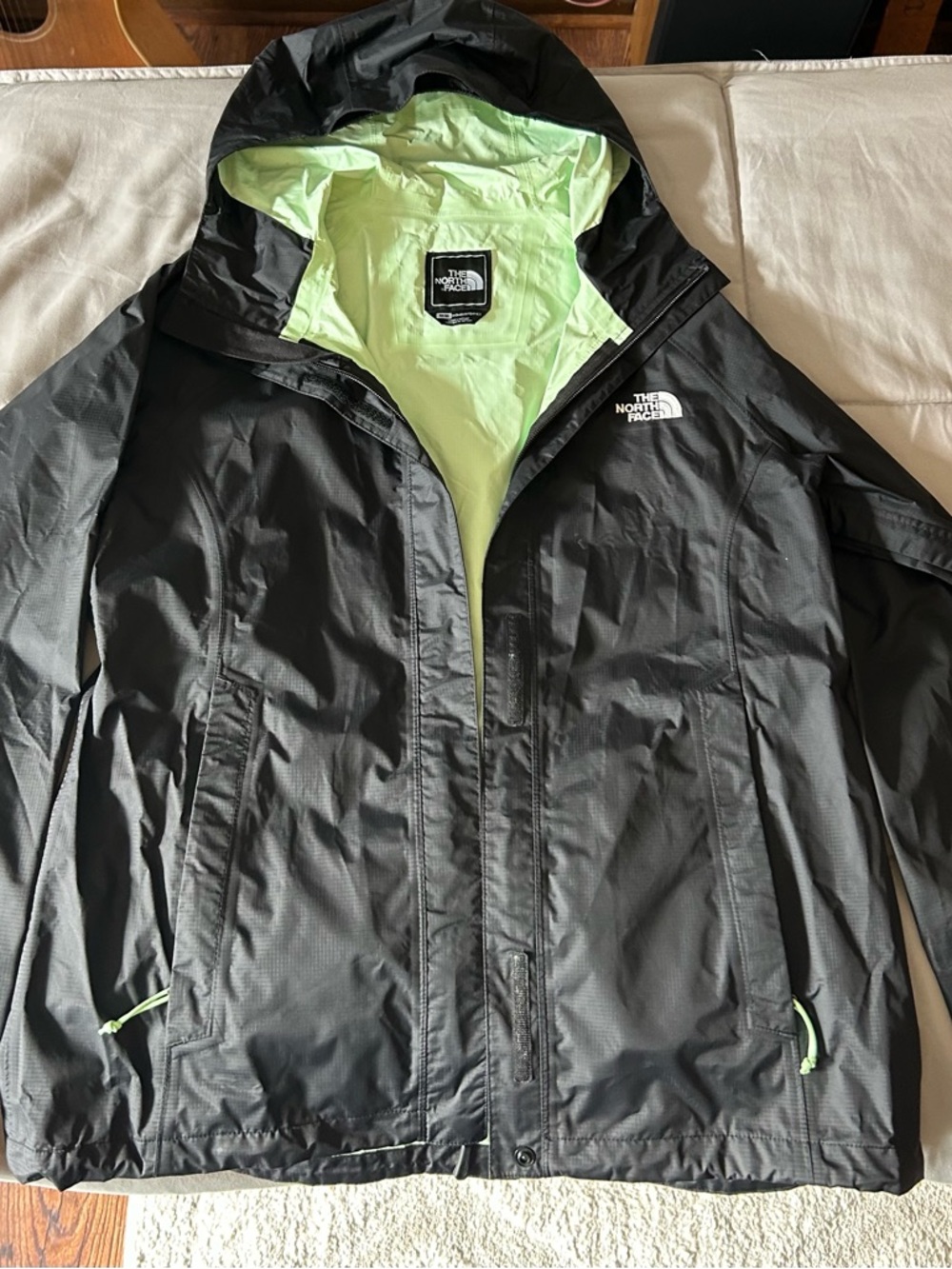 The North Face Black Jacket with Light Green Lining